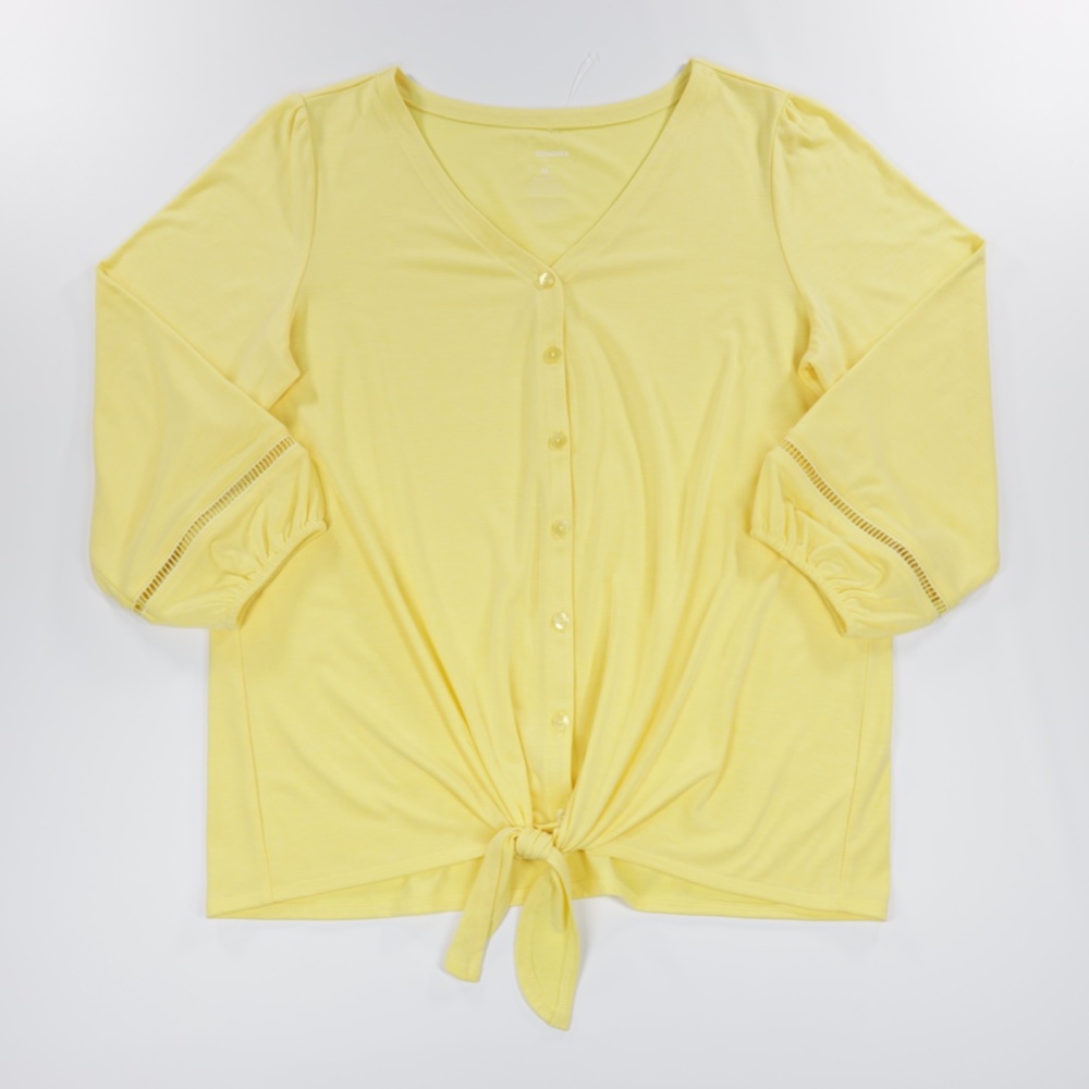 Sonoma Women's V-Neck Long Sleeve Button Tie Hem Maternity Top Yellow Size M‎